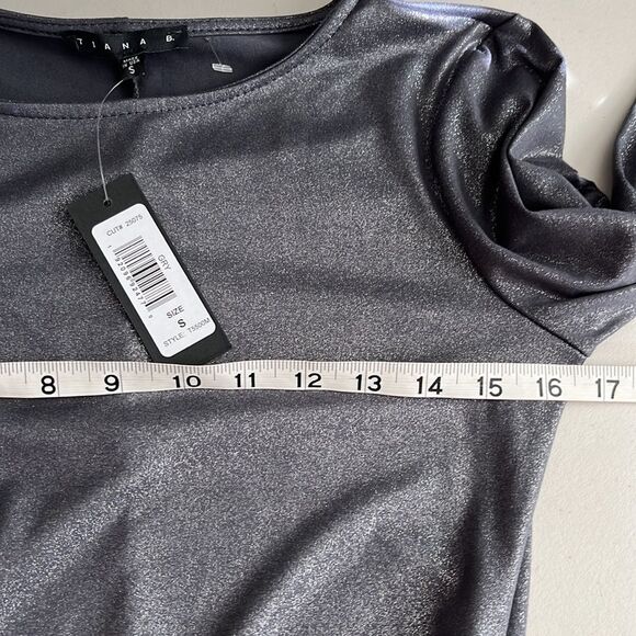 Tianna B. Metallic Shimmer Foil Asymmetrical Cocktail Dress Size Small NWT - Picture 11 of 13